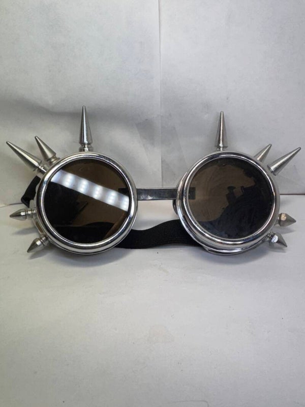 Silver Spike Vintage Steampunk Cyber Retro Black Spike Goggles Gothic Cosplay