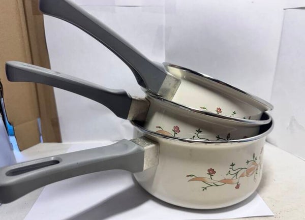 Swan Eternal Beau Saucepans 3 Piece Set Retro Vintage Very Good Condition
