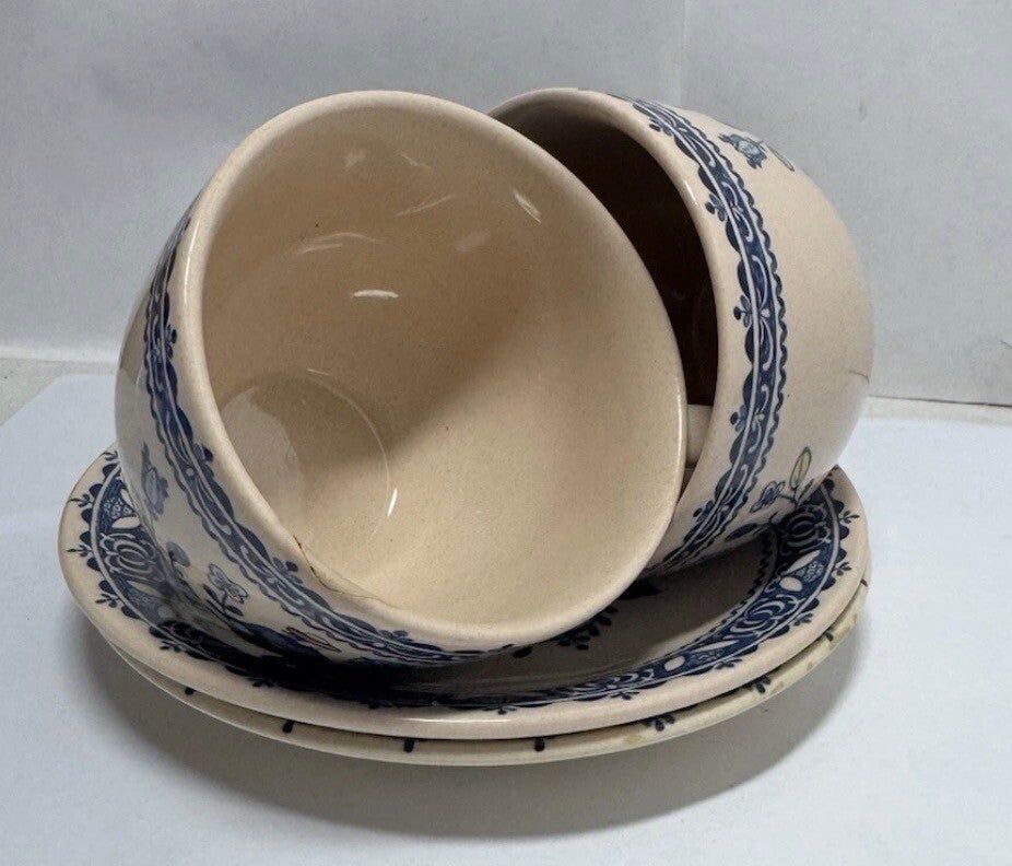 2 X Johnson Brothers Old Granite Hearts & Flowers  Tea Cup & Saucer