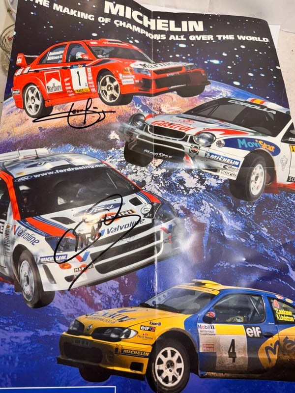 Signed Michelin WRC Rally Poster Tommi Mäkinen Colin McRae Motorsport Rare
