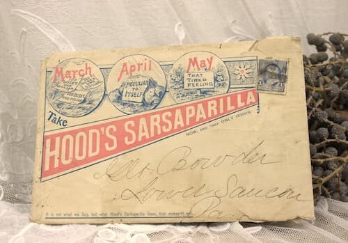 Antieke Hood’s Sarsaparilla Reclame Enveloppe – ca. 1890 (Victoriaans)