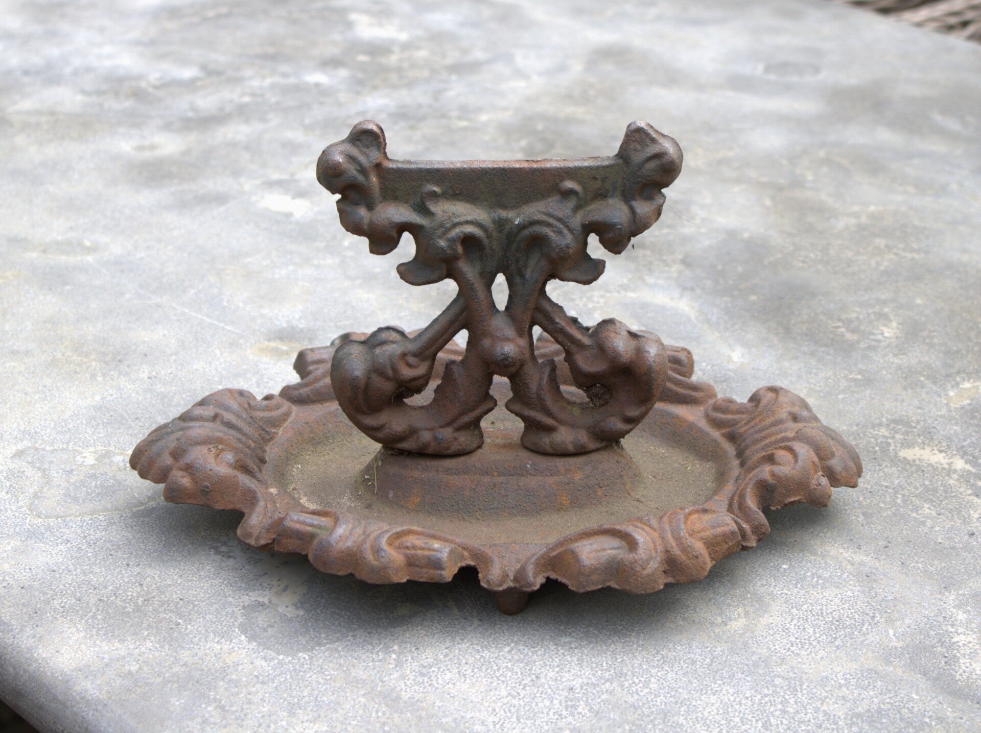Brocante gietijzeren schoenschraper