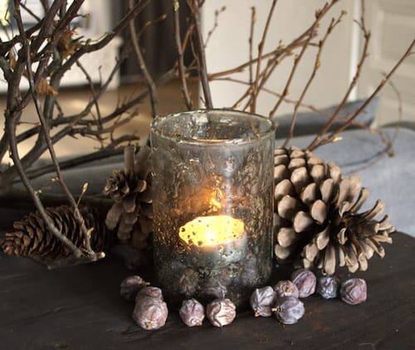 Stoer landelijk windlicht bubbelglas van Clayre & Eef