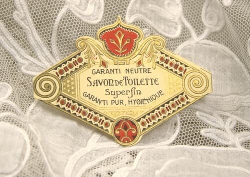 Vintage Frans Zeepetiket Savon de Toilette – Sierlijke Art Nouveau Typografie
