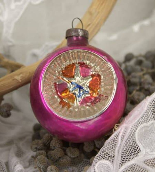 Vintage fuchia kleurige deukbal