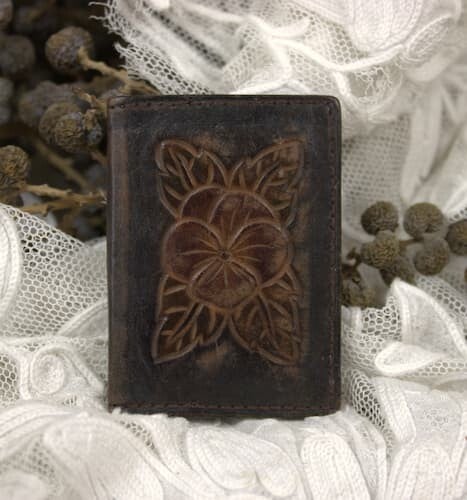 Vintage leren hoesje voor postzegels