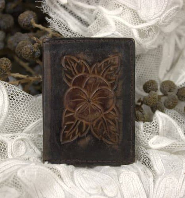 Vintage leren hoesje voor postzegels