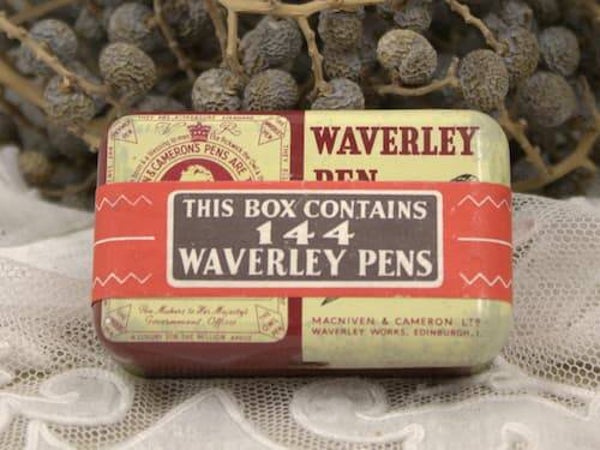 Zeldzaam Vol Doosje  vintage Waverley Pens – 144 Stuks Antieke Kroontjespennen