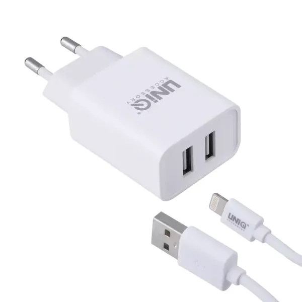 UNIQ Accessory iPhone-oplader van 2.4A Lightning met 2 USB-poorten - CE-markering