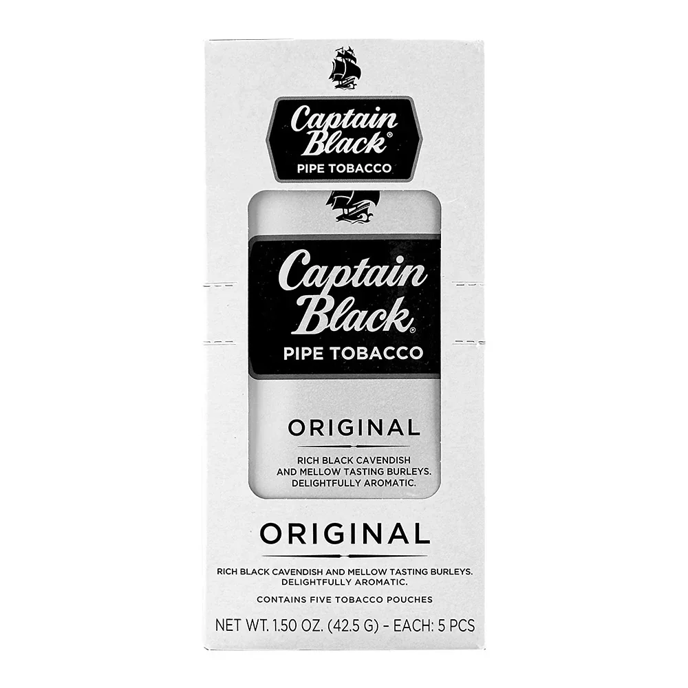 1.5oz x 5 or 7oz Tin - Pouches Captain Black Original Pipe Tobacco