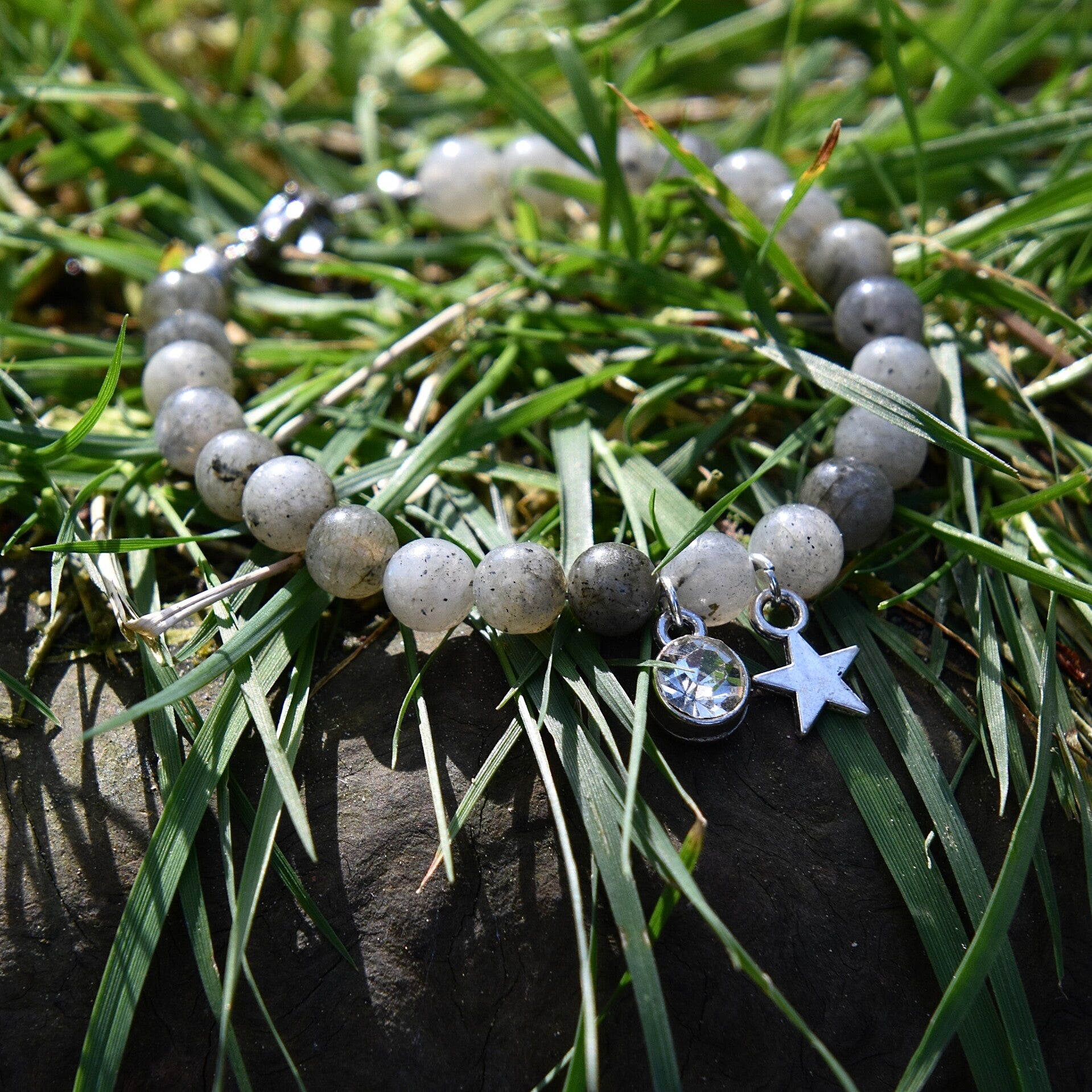 Labradoriet kralen armband met hangers