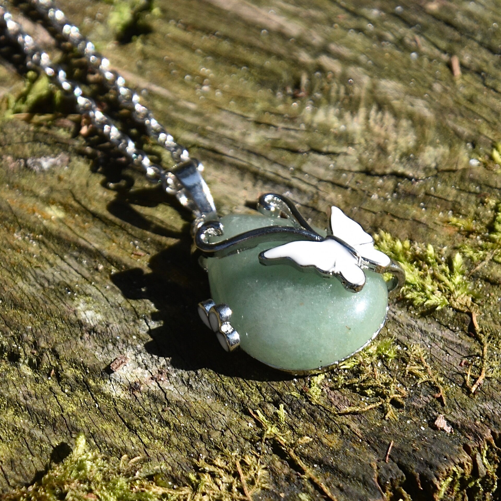 Aventurijn ketting met vlinder