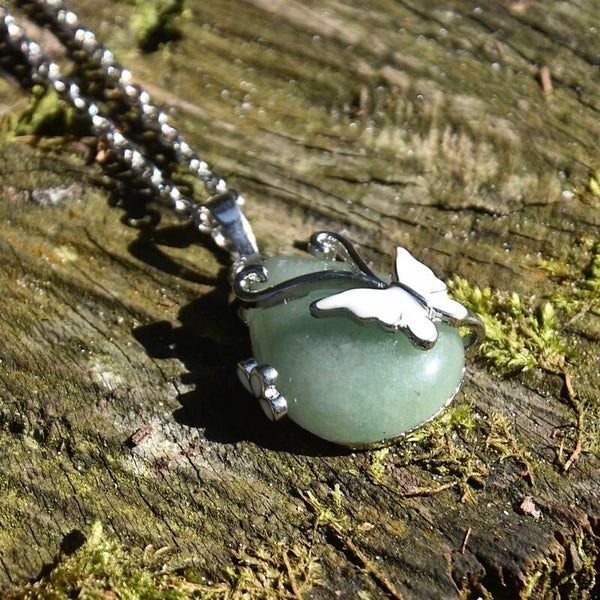 Aventurijn ketting met vlinder