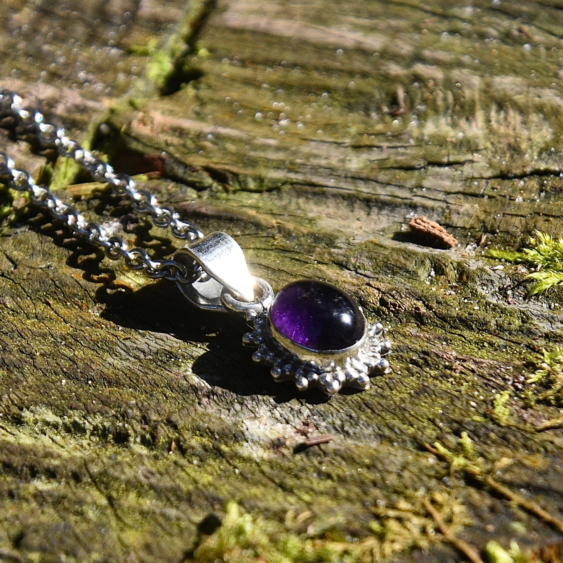 Ketting met zilveren Amethist hanger