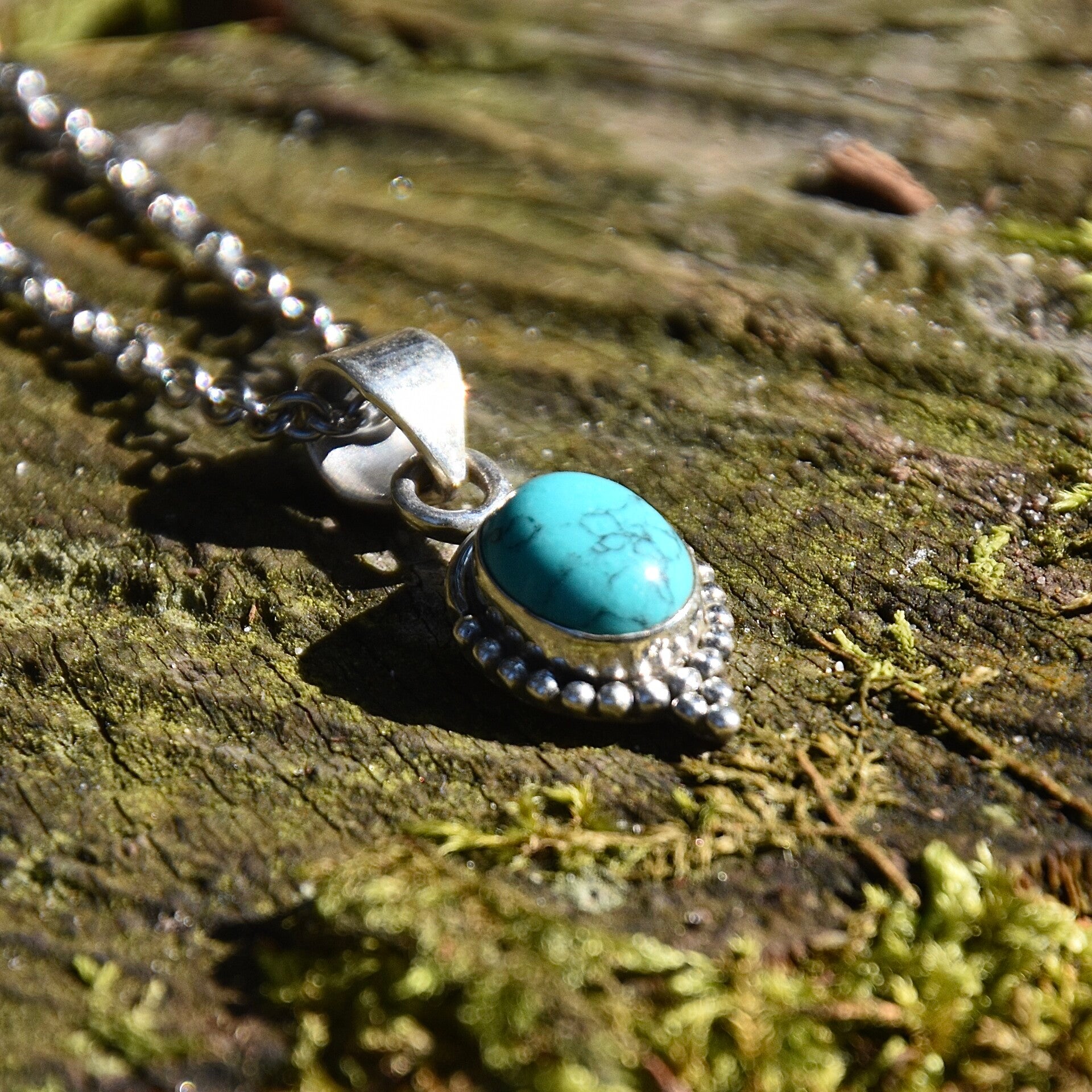 Ketting met zilveren Turkoois hanger