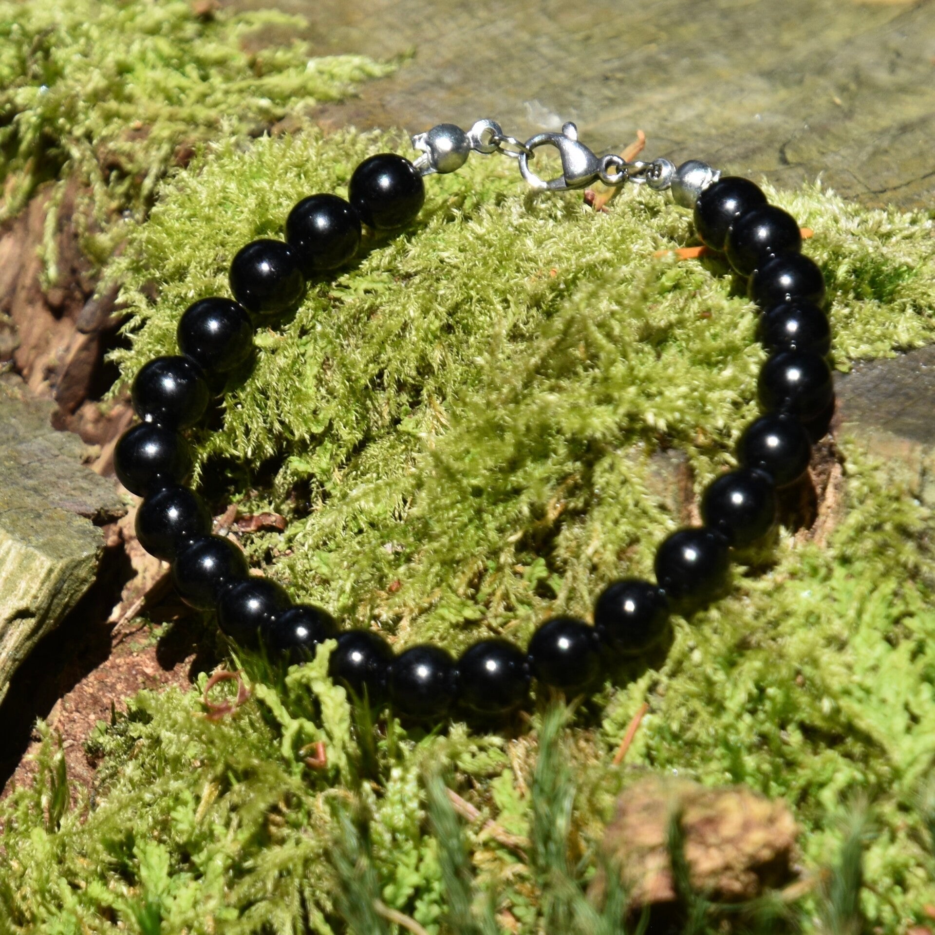 Zwarte Tourmalijn kralenarmband