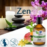 présentation de bouteille d'huile avec des pierres empilées zen, publicité