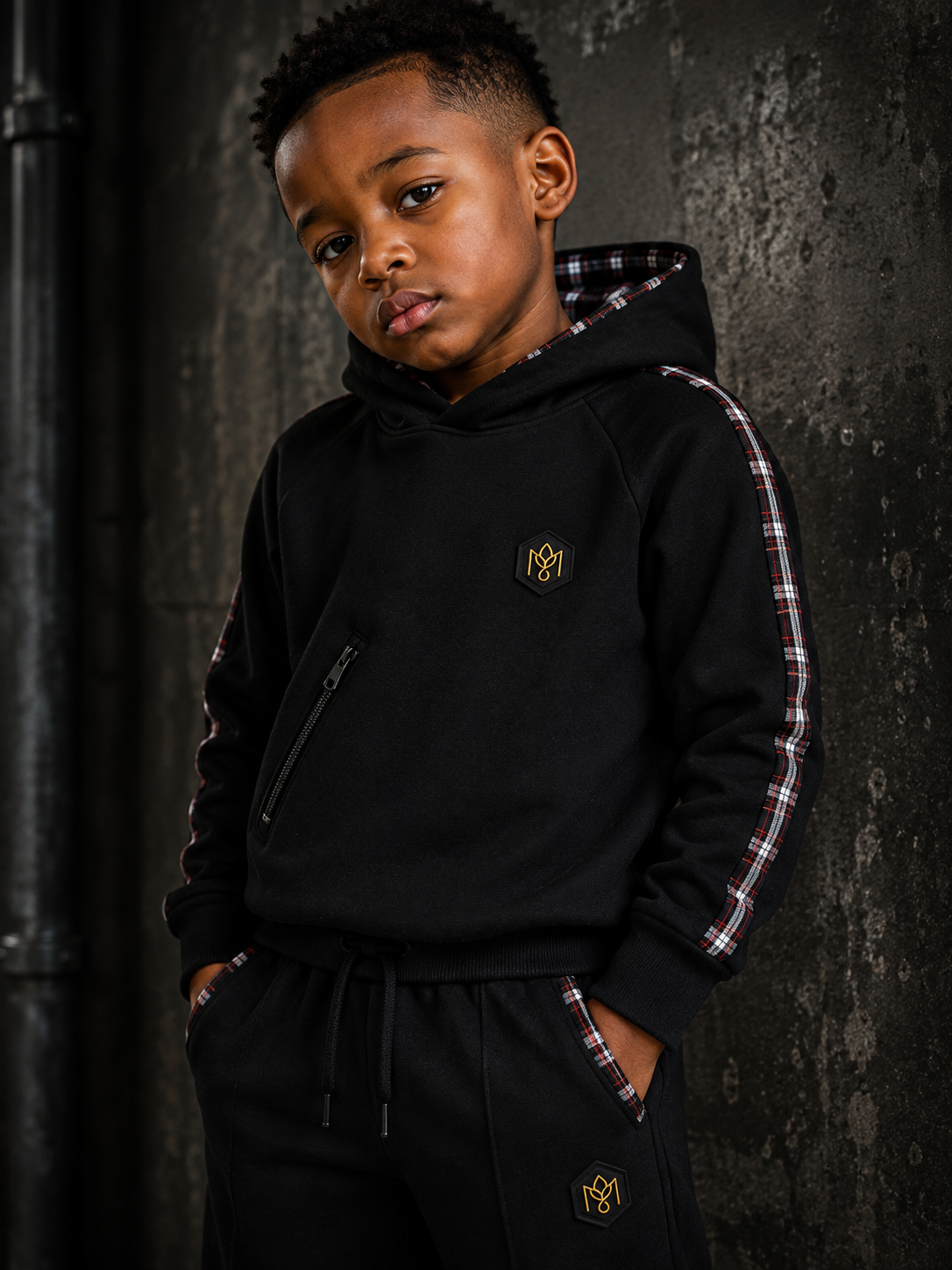 Urban Tartan Hoodie Black