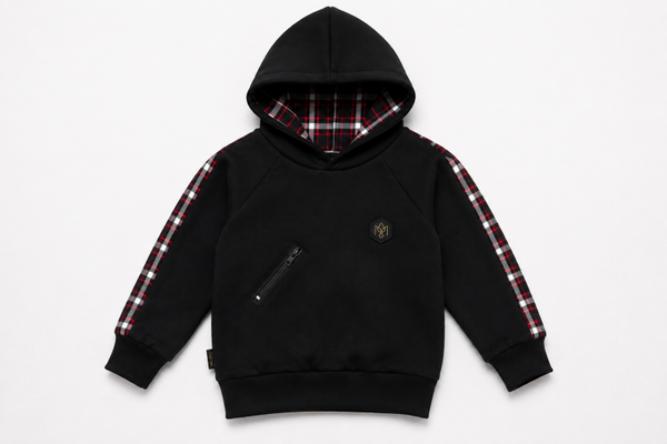 Urban Tartan Hoodie Black