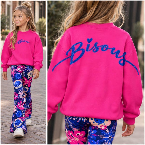 Sweater BISOUS (fuchia/kobaltglitter)