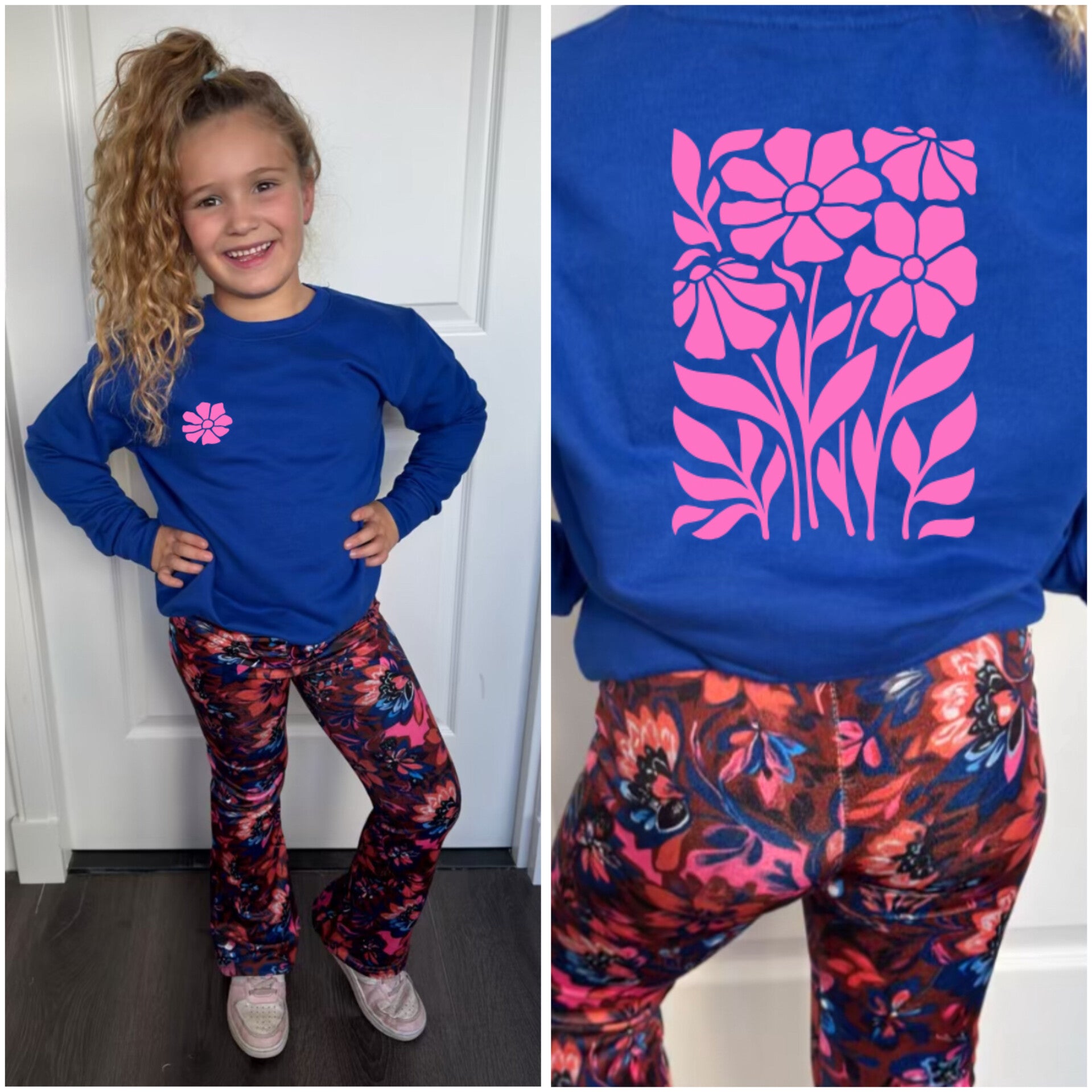 Trui Blue/Pink flowers 💙🩷