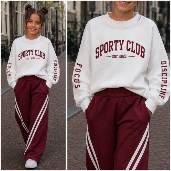 Sweater SPORTY (wit/bordeaux)