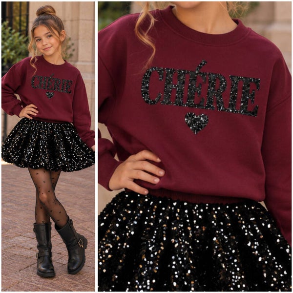 Sweater CHERIE (Bordeaux/glitterzwart)