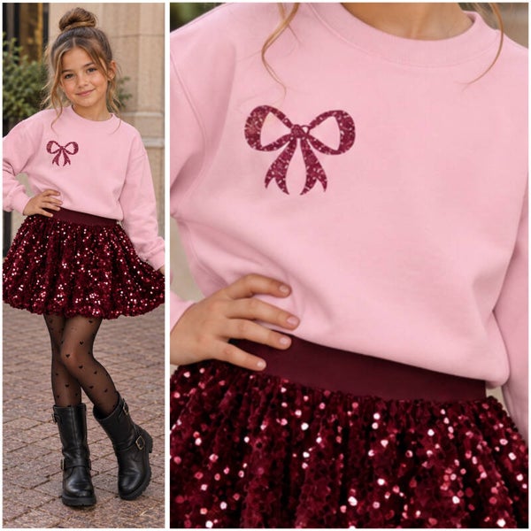 Sweater STRIKJE (lichtroze/glitterbordeaux)