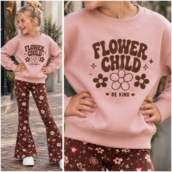 Sweater FLOWER CHILD (nuderoze/bruin)