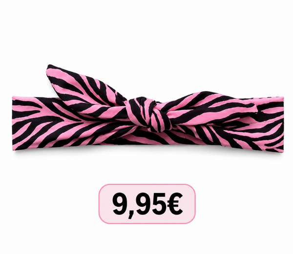 Knoophaarband ZEBRA (bruin/roze)🤎🩷