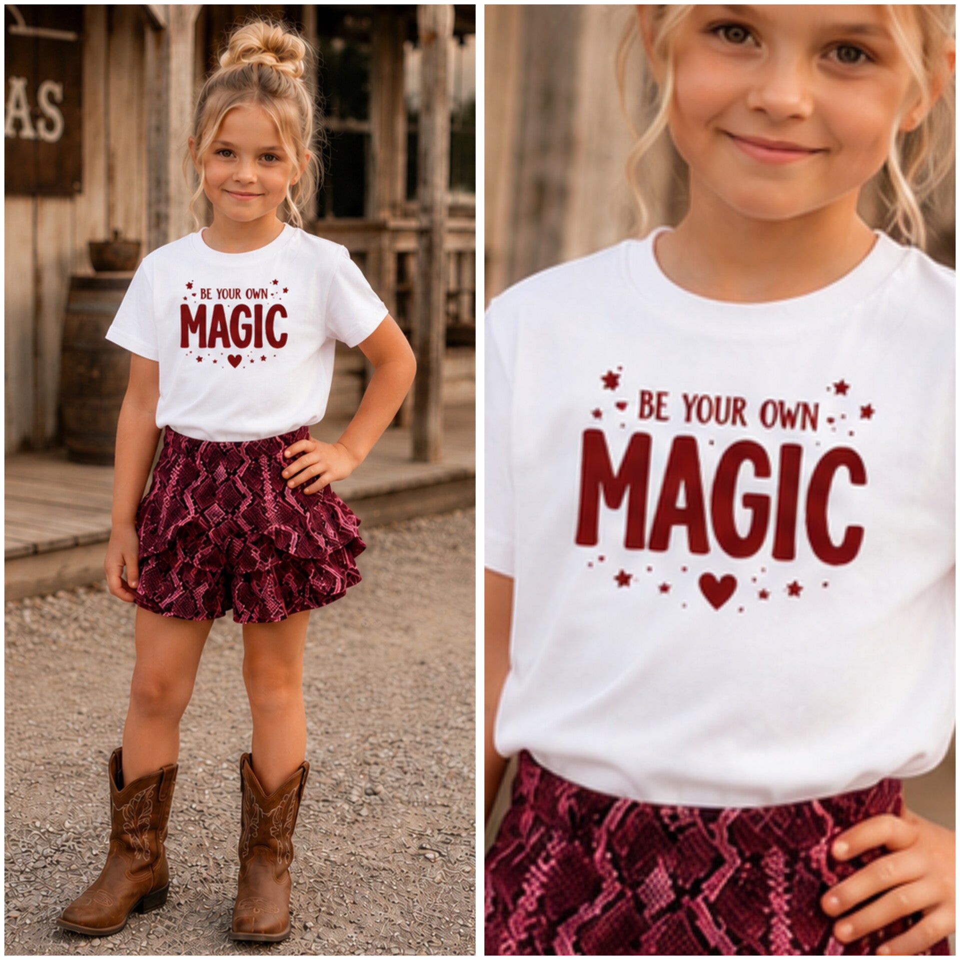 T-Shirt MAGIC Bordeaux/wit  (Verzenddatum 30-06-26)