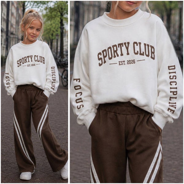 Sweater SPORTY (wit/bruin)