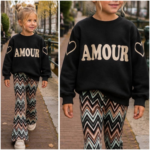 SweaterAMOUR (zwart/beigecream)