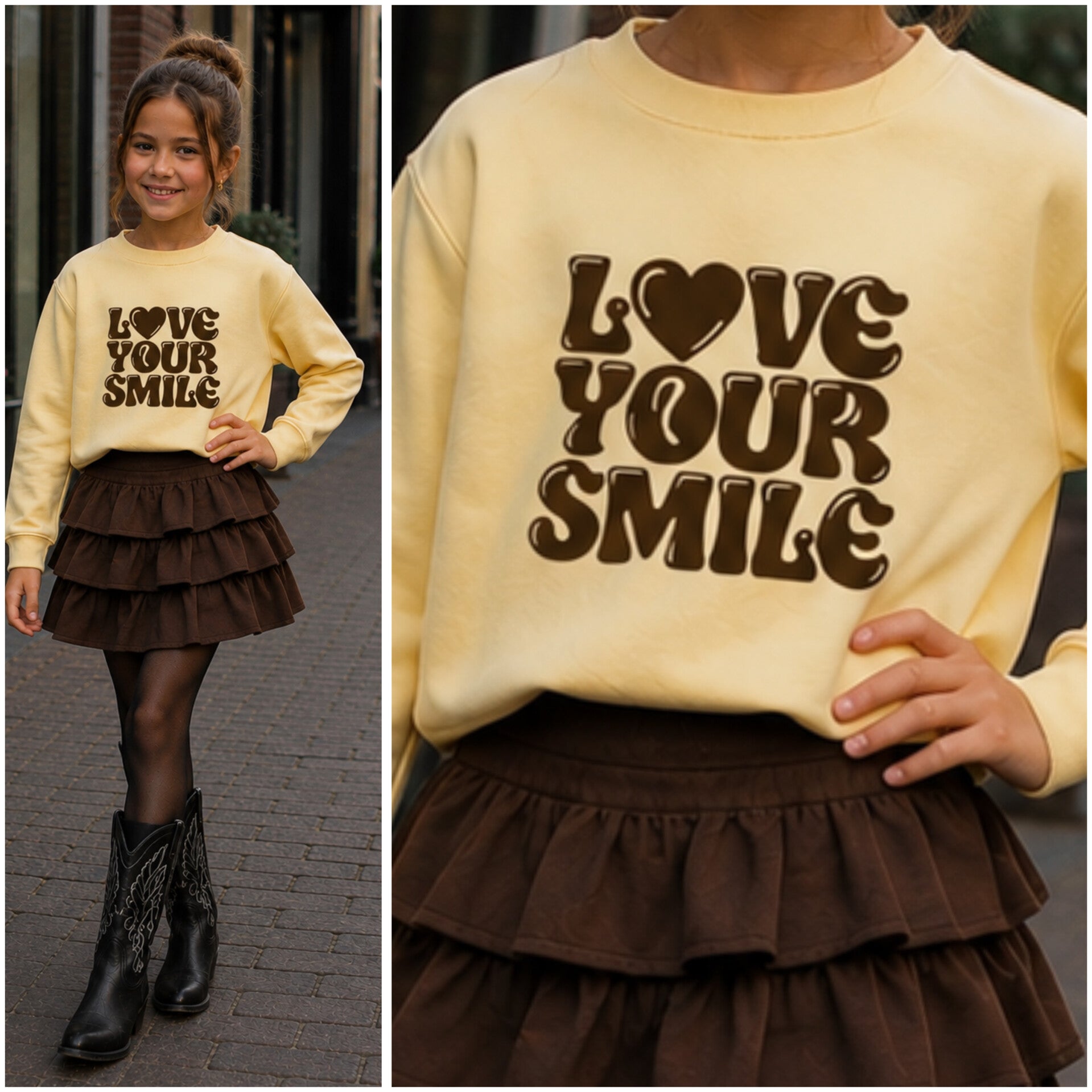 Sweater LOVE YOURE SMILE (geel)