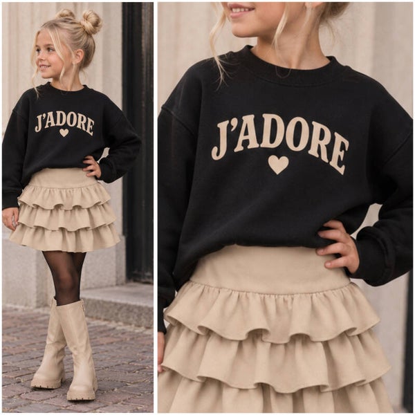 Sweater J’ADORE (zwart/beige)