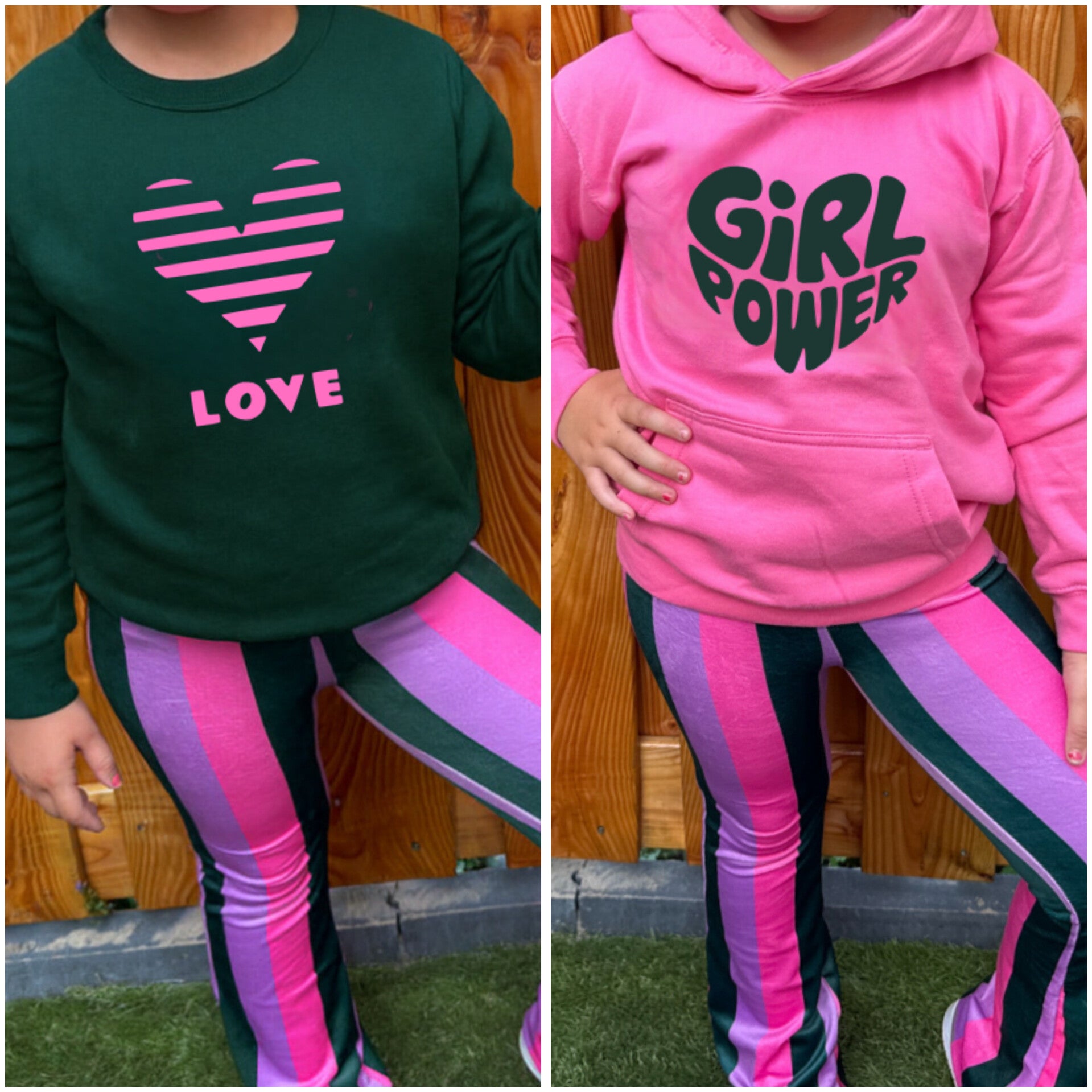 Trui stripes/darkgreen/pink 💜