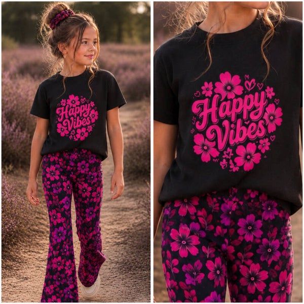 T-shirt HAPPY VIBES 🖤🩷