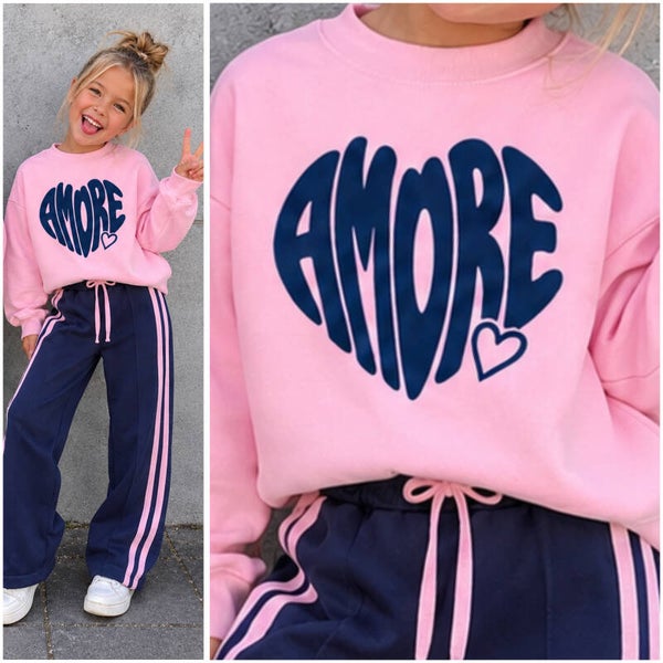Sweater AMOUR (lichtroze/navy)