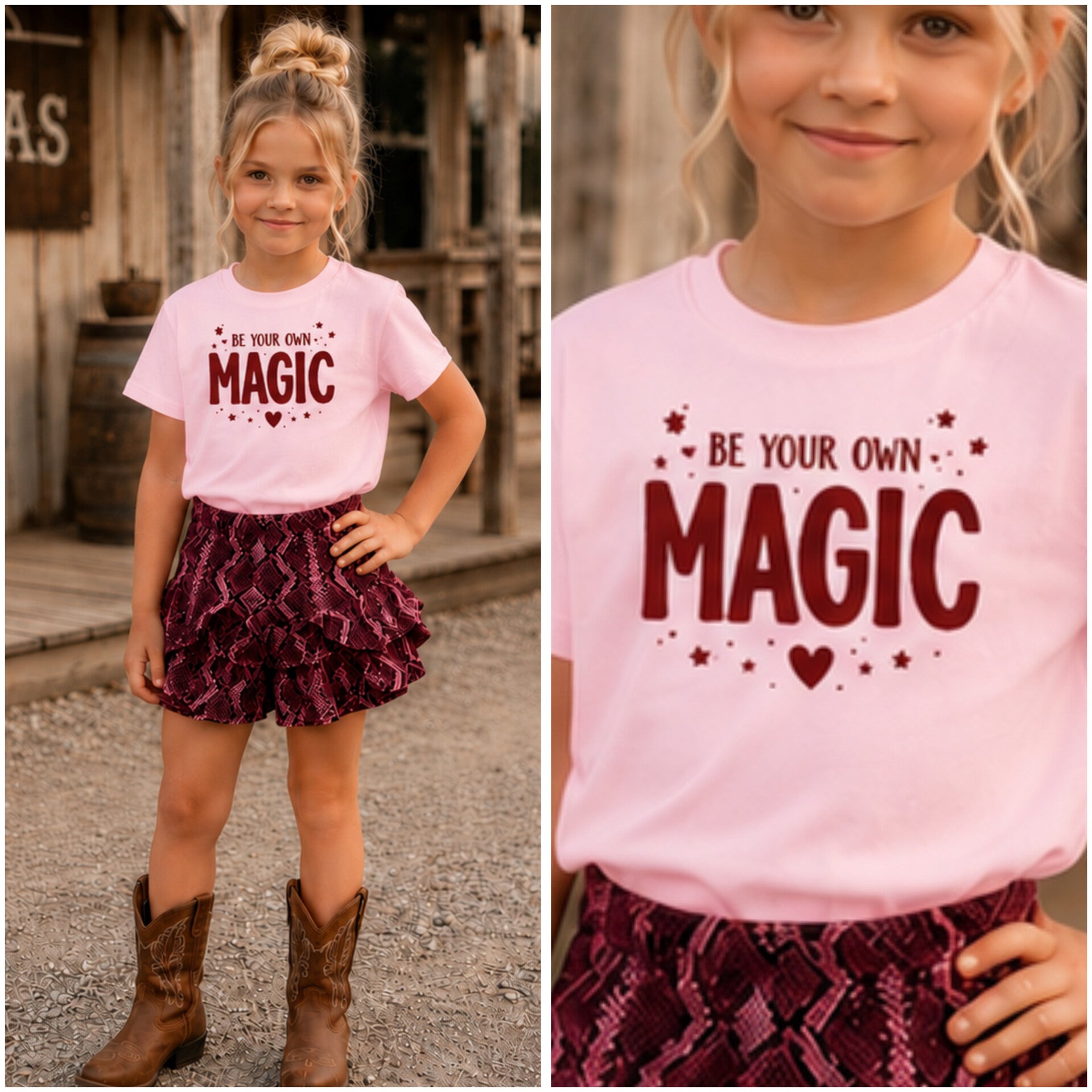 T-Shirt MAGIC Bordeaux/roze  (Verzenddatum 30-06-26)