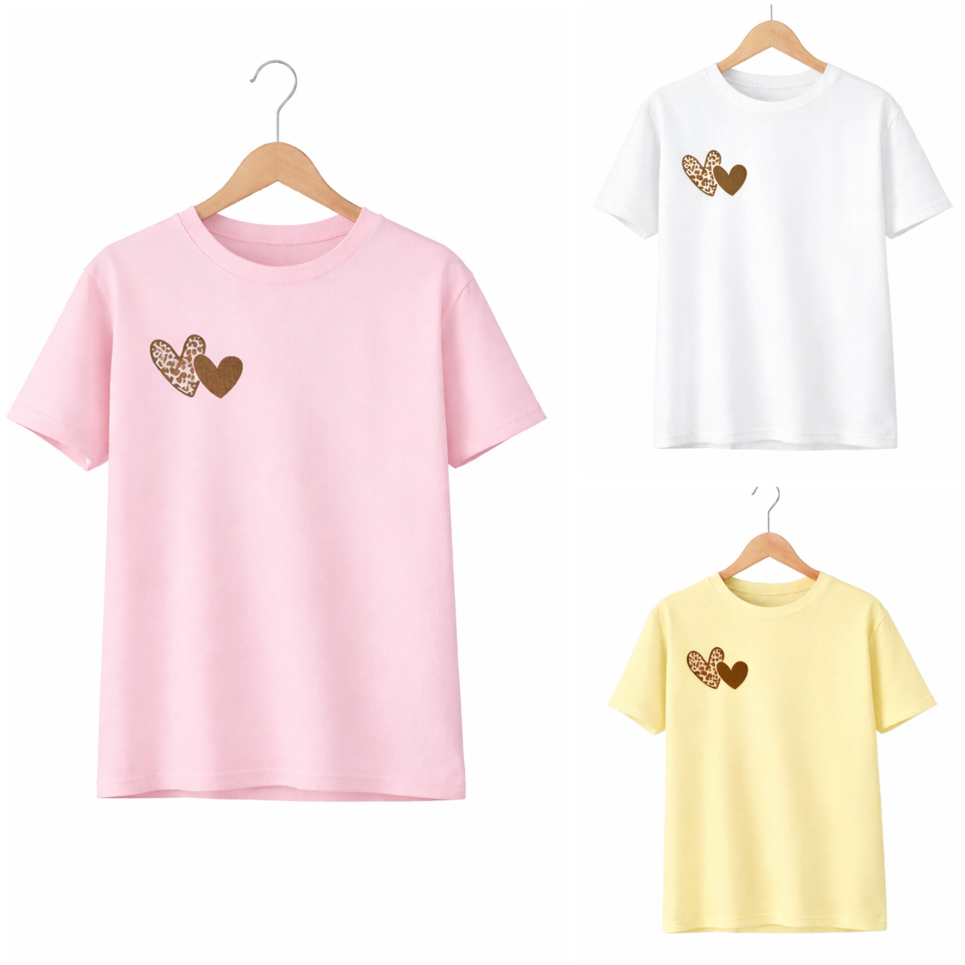 T-shirt CHEETAH hartjes glitter 💛🩷🤍