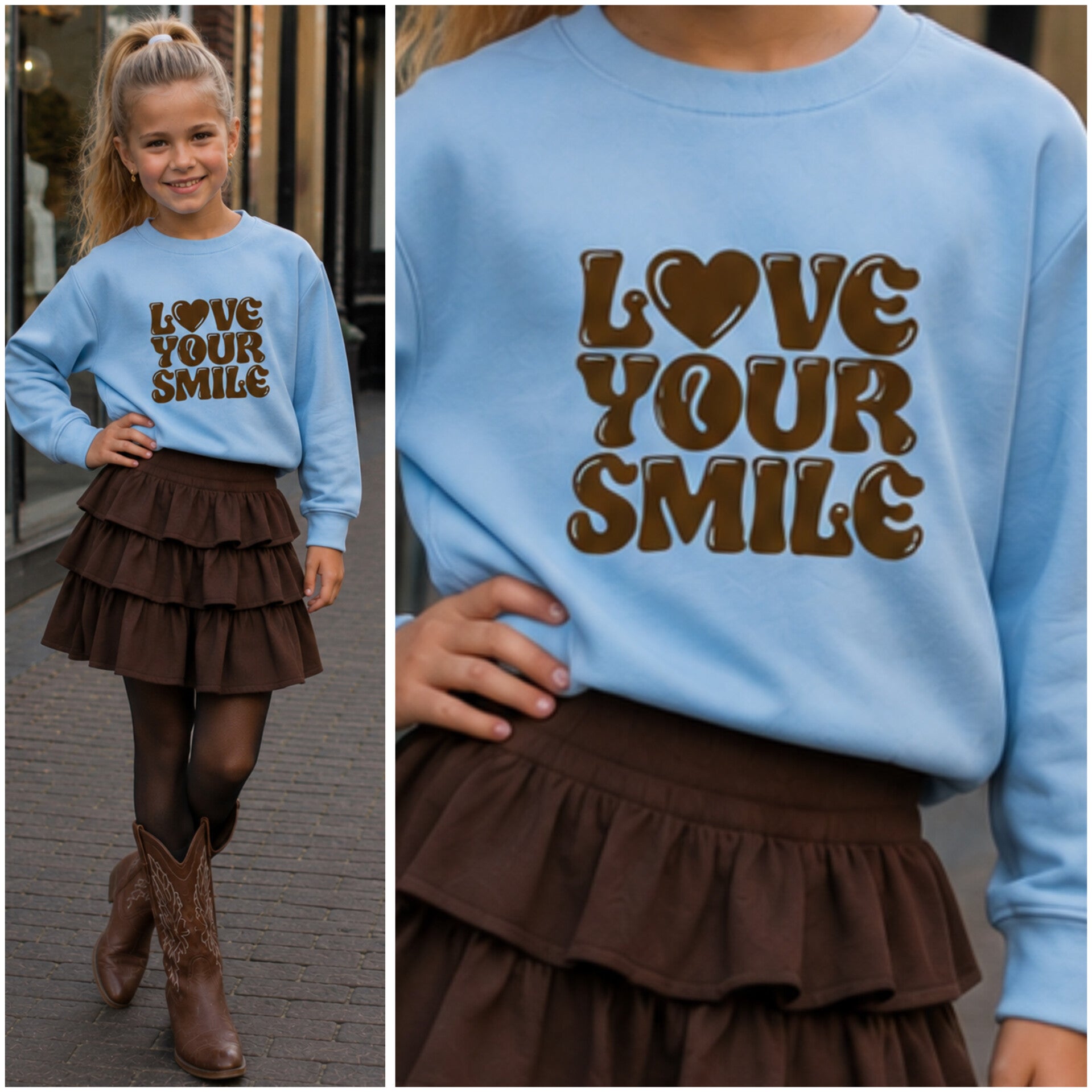Sweater LOVE YOURE SMILE (lichtblauw)