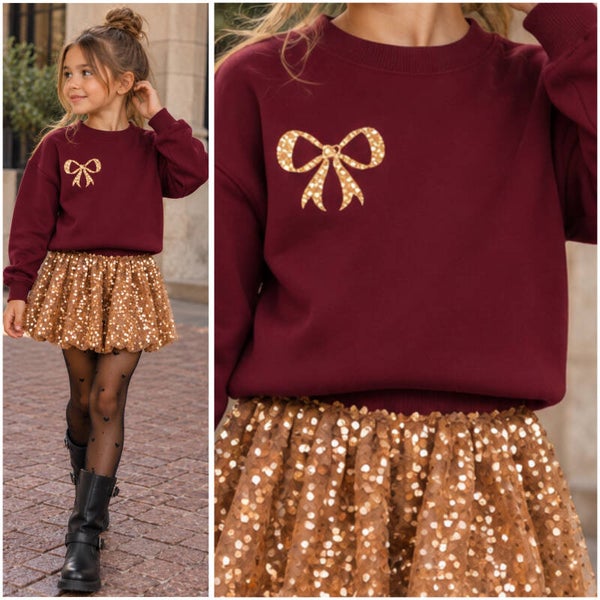 Sweater STRIKJE (Bordeaux/glittergoud)