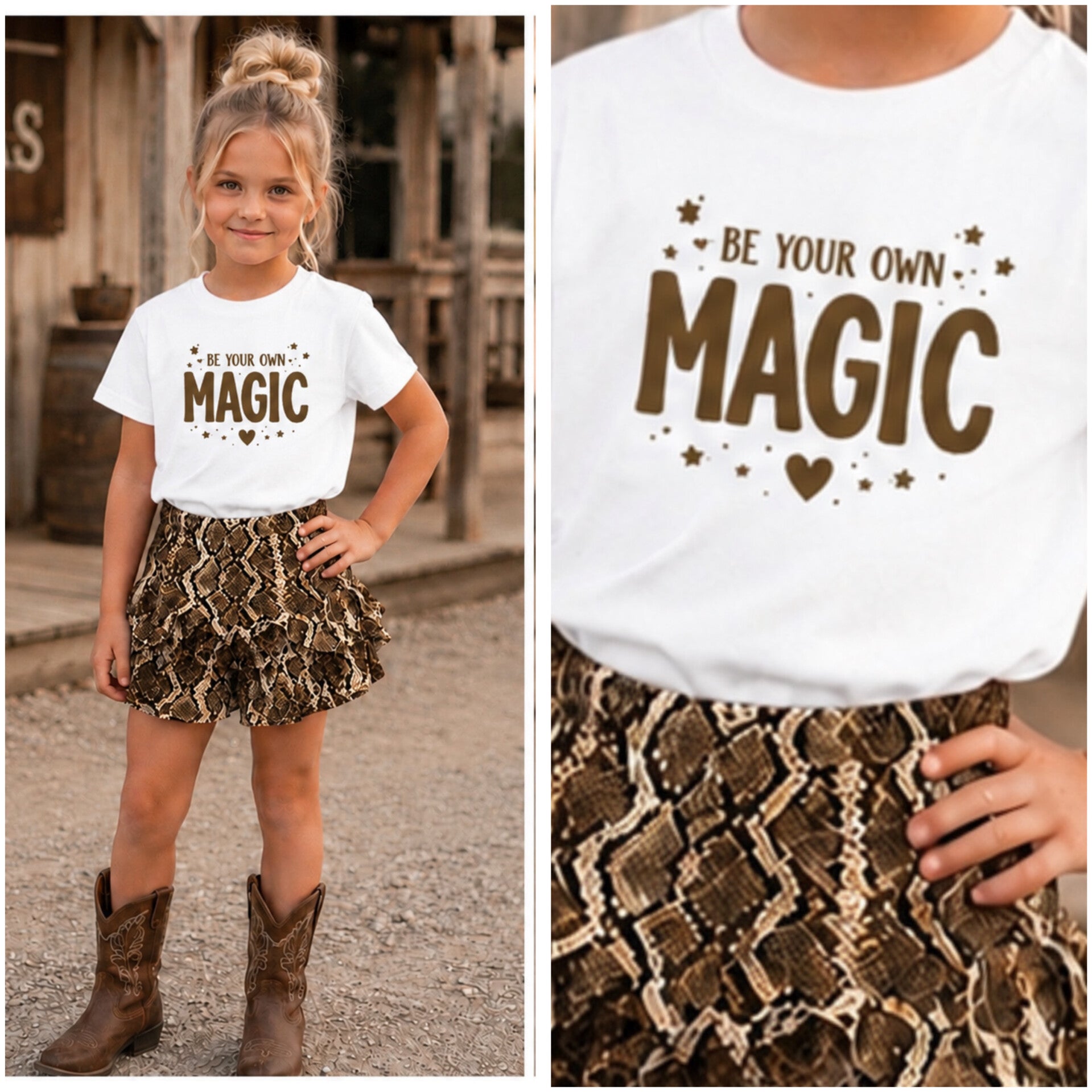 T-Shirt MAGIC Bruin/wit  (Verzenddatum 30-06-26)