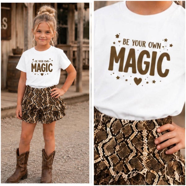 T-Shirt MAGIC Bruin/wit  (Verzenddatum 30-06-26)