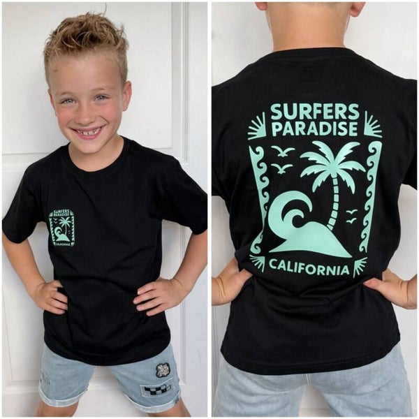 T-Shirt Surfers Zwart/mint groen