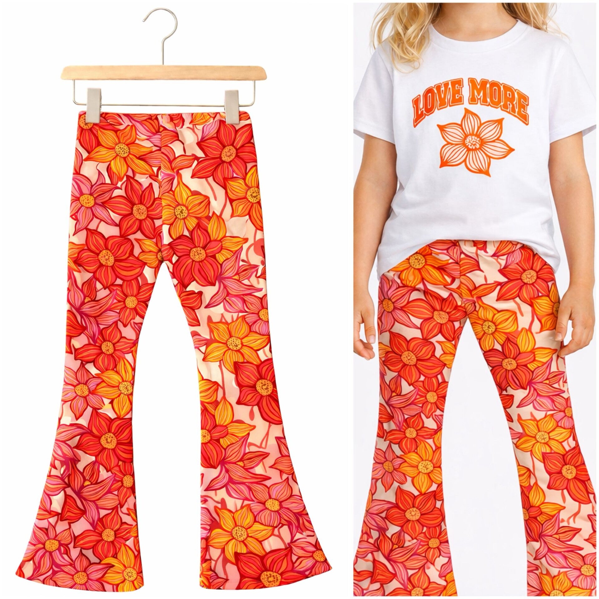 Flared broek bloem oranje 🧡