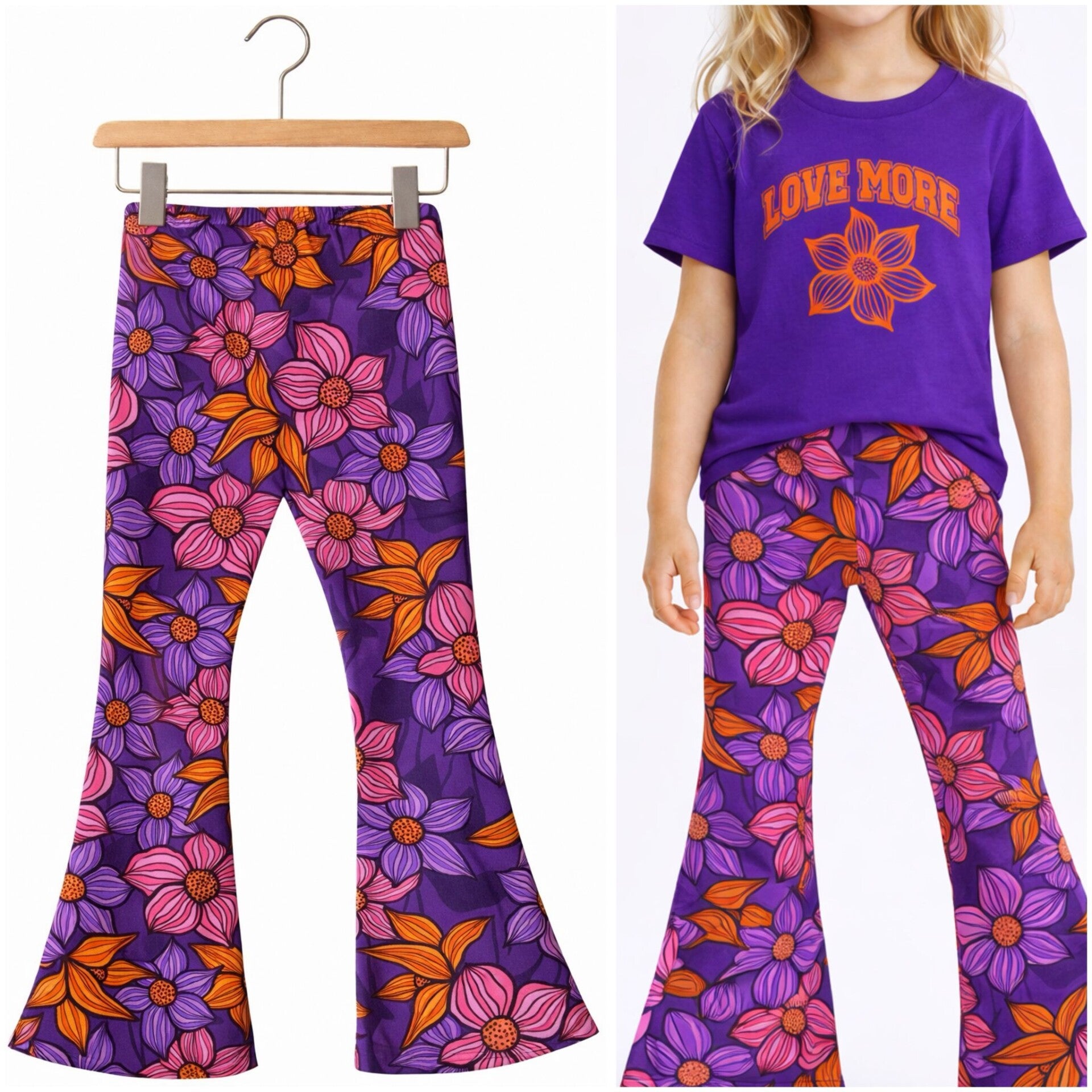 Flared broek bloem paars 💜