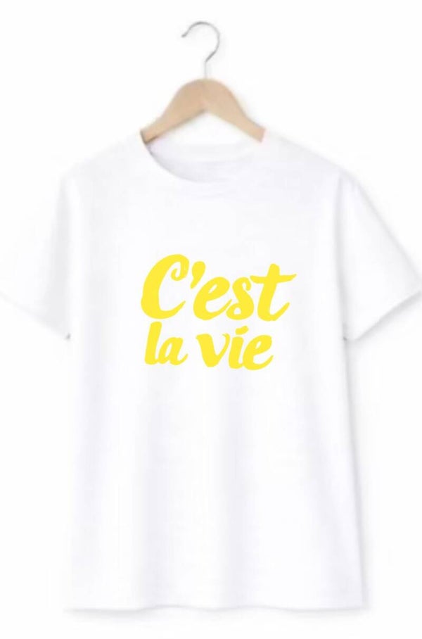 T-Shirt C'est la vie Wit/geel