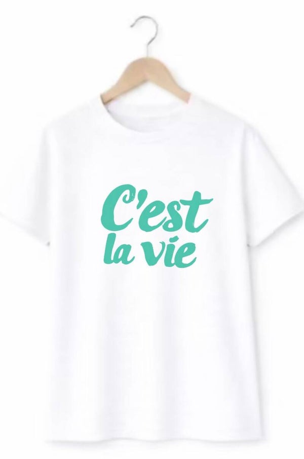 T-Shirt C'est la vie Wit/Groen