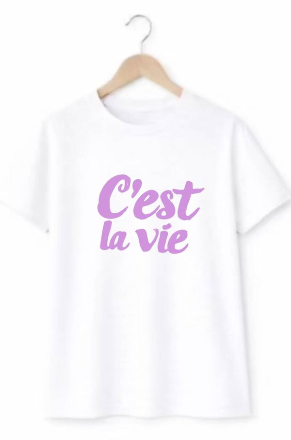 T-Shirt C'est la vie Wit/Lila